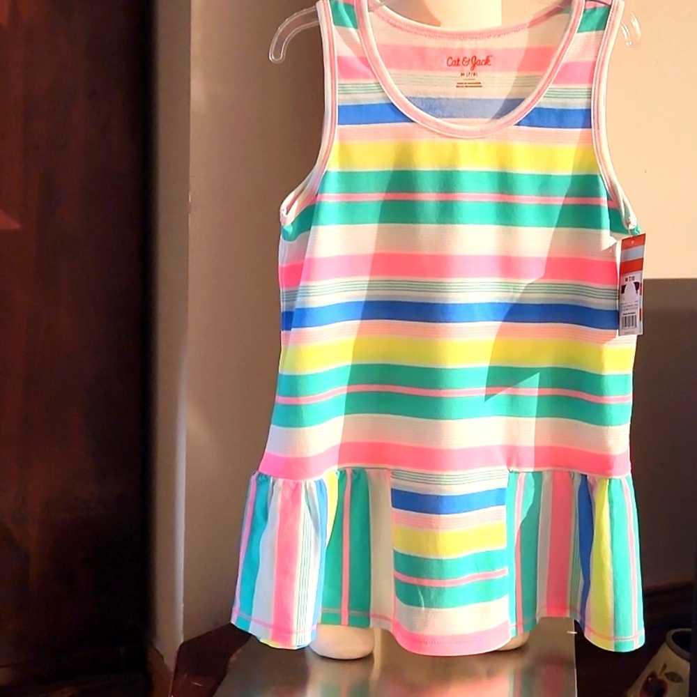 NEW GIRLS CAT & JACK SLEEVELESS MULTICOLOR DRESS OR TOP CLEARANCE